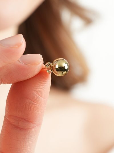 14 Ayar Altın Cilalı Top Küpe