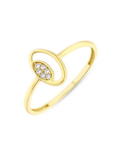 14 Ayar Altın Işıltılı Oval Minimal Yüzük