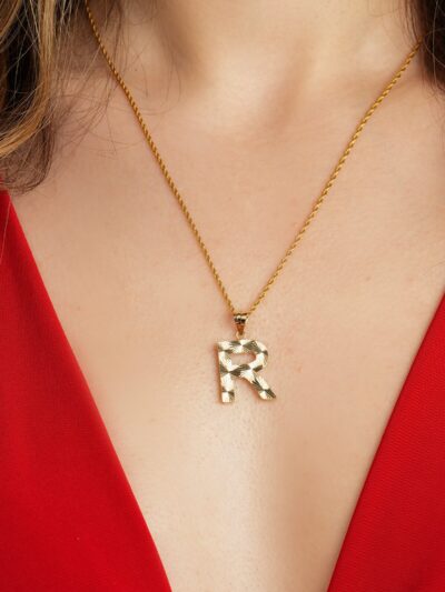 14 Ayar Altın R Harfi Kolye Ucu