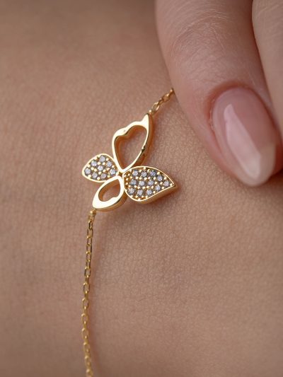 14 Ayar Altın Kelebek Bileklik
