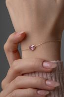 14 Ayar Altın Pembe Damla Taş Bileklik
