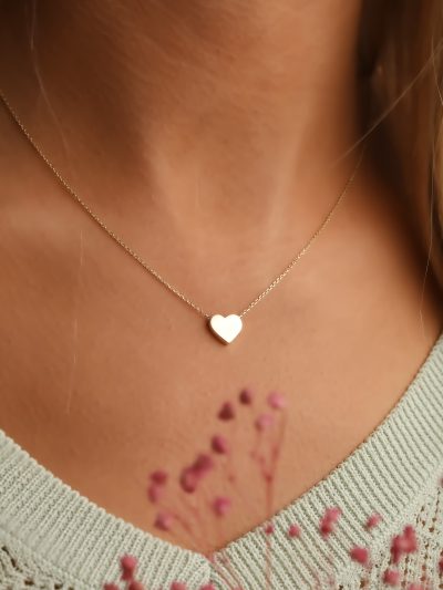 14 Ayar Altın Minimal Kalp Kolye